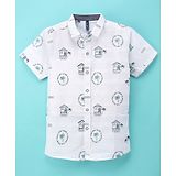 Little Kangaroos Half Sleeves Shirt House Print- White