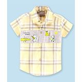 Little Kangaroos Half Sleeves Checks Shirt with Summer Theme - Lemon Yellow