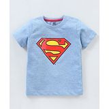 Babyhug Cotton Half Sleeves Superman Logo Print T-Shirt - Blue