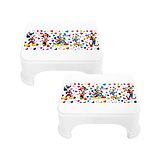 Disney By Kuber Mart Industries  Team Mickey Print Bathroom Stool Durable Plastic Stool for Kitchen Stool for Kid Patla for Toilet Pack of 2 - White