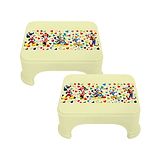 Disney By Kuber Mart Industries  Team Mickey Print Bathroom Stool Durable Plastic Stool for Kitchen Stool for Kid Patla for Toilet Pack of 2 - Cream