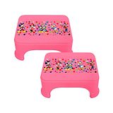 Disney By Kuber Mart Industries  Team Mickey Print Bathroom Stool Durable Plastic Stool for Kitchen Stool for Kid Patla for Toilet Pack of 2 - Pink