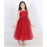 Toy Balloon Kids Sleeveless Sequin Embellished Pleated Bodices Styled Party Wear Dress - Maroon