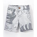 Little Kangaroos Above Knee Length Shorts Leaf Print - Grey