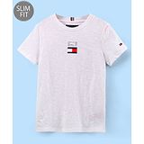 Tommy Hilfiger Cotton Half Sleeves Slim Fit T-Shirt  Solid - White