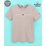 Tommy Hilfiger Organic Cotton Knit Half Sleeves Solid Slim Fit T-Shirt  - Grey