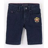 Tommy Hilfiger Cotton Woven Knee Length Shorts Logo Embroidered - Blue