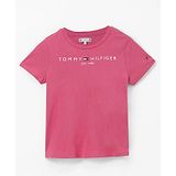 Tommy Hilfiger Organic Cotton Half Sleeves Text Printed Slim Fit T-Shirt  - Pink