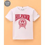 Tommy Hilfiger Cotton Half Sleeves Text Printed Slim Fit T-Shirt  - White