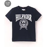 Tommy Hilfiger Half Sleeves Text Print Slim Fit T-Shirt  - Black