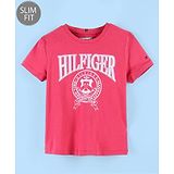 Tommy Hilfiger Half Sleeves Text Print Slim Fit T-Shirt  - Pink