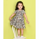 Beebay Half Flutter Sleeves Animal Printed Tiered Dress - Multi Colour