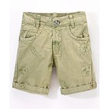 Little Kangaroos Knee Length Tree Print Shorts - Olive