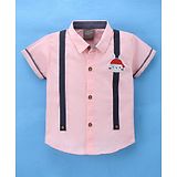 Little Kangaroos Half Sleeves Shirt Pirate Cat Patch - Pink