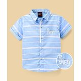 Little Kangaroos Half Sleeves Shirt Striped - Sky Blue