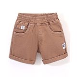 Little Kangaroos Knee Length Solid Colour Bermuda Brown (Patch Print May Vary)