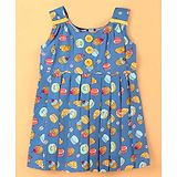 Enfance Core Sleeveless Cakes And Donuts Printed Causal Dress - Blue