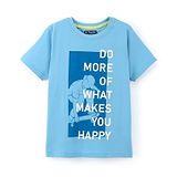 Pine Kids 100% Cotton Half Sleeves Biowashed T-Shirts Text Print - Ethereal Blue