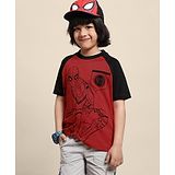 Kidsville Half Sleeves Spiderman Theme T Shirt - Red & Black