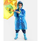 Babyhug PVC  Opaque Full Sleeves Happy Face Raincoat - Blue