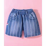 Little Kangaroos 100% Cotton Above Knee Length Striped Shorts - Light Blue