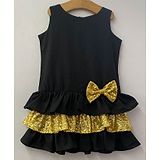 My Pink Closet Sleeveless Sequin Embellished Three Tiered & Bow Detailed Dress - Black