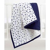 Blooming Buds Airplane Print Reversible Single Dohar - Navy Blue & White