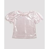 Tiny Girl Half Puffed Sleeves Metallic Shine With Tiny Dots Self Design Party Top - Light Pink