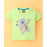 Little Kangaroos Half Sleeves T-Shirt Teddy Printed - Mint Green