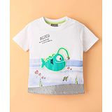 Little Kangaroos Half Sleeves Fish Patched T-Shirt - White