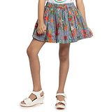 Under Fourteen Only Floral Printed Mini Checked Skirt - Navy Blue