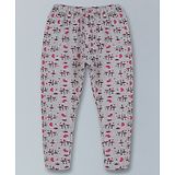 Kiddopanti All Over Flower Abstract Printed Capri Leggings - Grey Melange