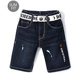 Ruff Denim Knee Length Jamaican with Belt - Blue