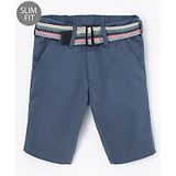 Ruff Cotton Knit Knee Length Solid Jamaican With Belt - Blue