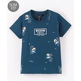 Ruff Lycra Knit Half Sleeves Slim Fit T-Shirt Weekend Print- Navy Blue