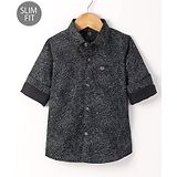 Ruff Satin Woven Full Sleeves Slim Fit Shirt Floral Print - Black