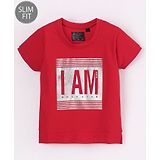 Ruff Sinker Half Sleeves Slim Fit T-Shirts Text Printed - Red