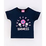 Little Kangaroos Half Sleeves Top Text Print- Navy Blue