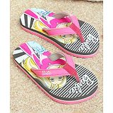 Kidsville Barbie Featuring Soft Cushion Striped Flip Flops - Pink & Grey