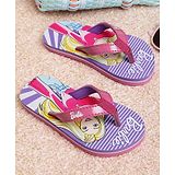 Kidsville Barbie Featuring Soft Cushion Striped Flip Flops - Pink & Purple