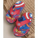 Kidsville Marvel Avengers Superheroes Featuring Captain America Printed Soft Cushion Flip Flops - Red & Blue