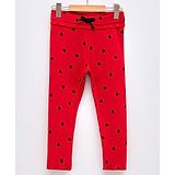 LC Waikiki All Over Minnie Mouse Printed Ribbed Leggings - Red