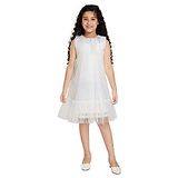 Peppermint Sleeveless Sequin Embellished Bow Applique Party Wear Dress - Off White