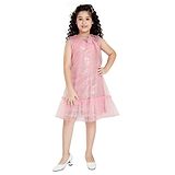 Peppermint Sleeveless Sequin Embellished Bow Applique Party Wear Dress - Pink