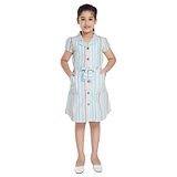 Peppermint Short Sleeves Striped With Pockets Dress - Sea Green