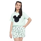 Lil Tomatoes Half Sleeves Disney Mickey Mouse Printed Night Suit - Green