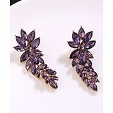 Yellow Chimes Earrings for Women & Girls Purple Crystal Earring Gold Plated Drop Earring Floral Leaf Shaped Drop Earrings