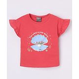 Little Kangaroos Cotton Half Sleeves Top Oyster Print- Red