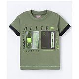 Little Kangaroos 100% Cotton Half Sleeves T-Shirt Text Printed - Olive Green