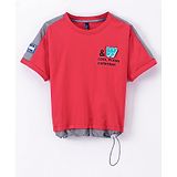 Little Kangaroos Loose Fit Half Sleeves T-Shirt Text Print  - Red